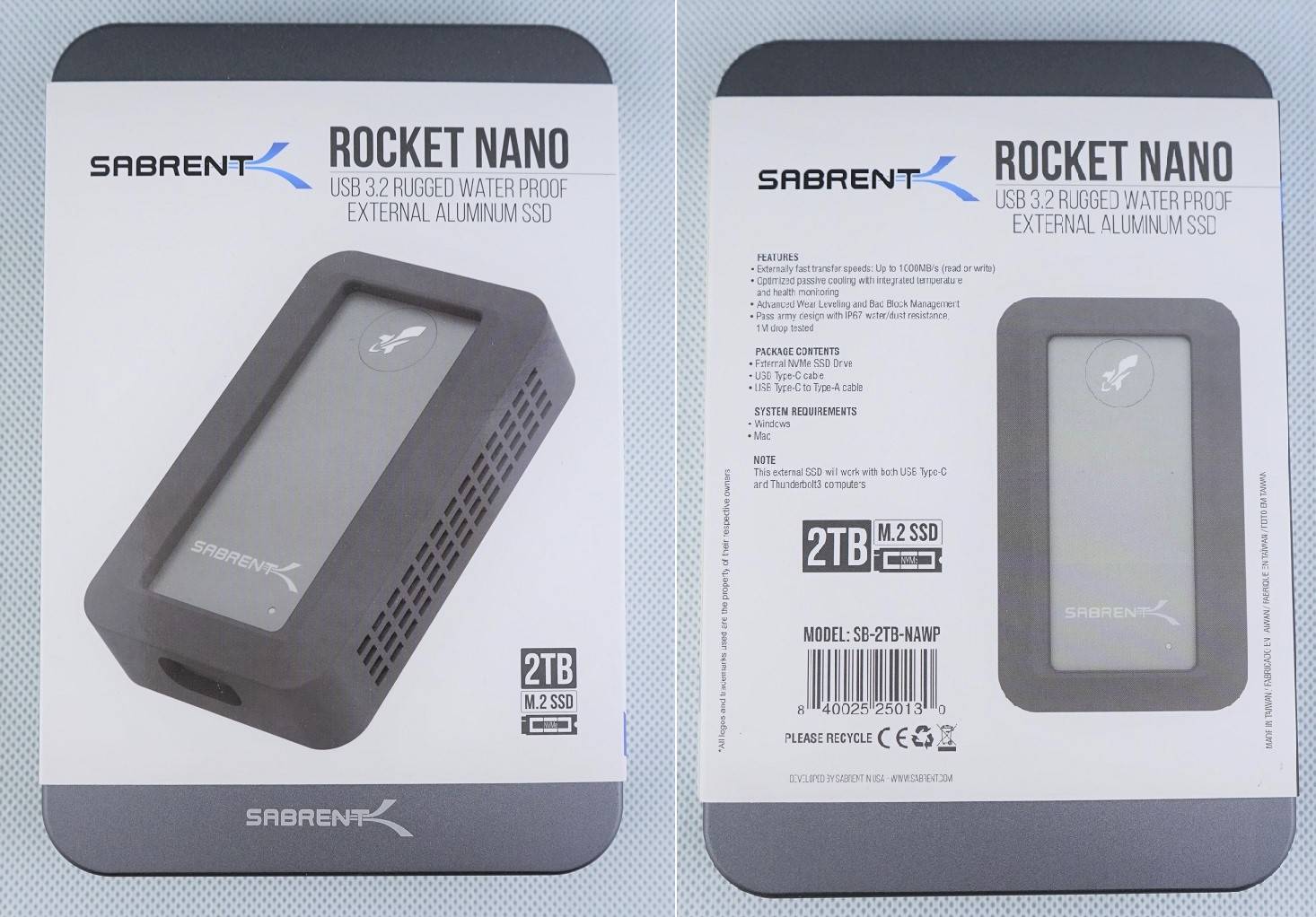 Sabrent Rocket Nano Rugged外置SSD固態硬碟